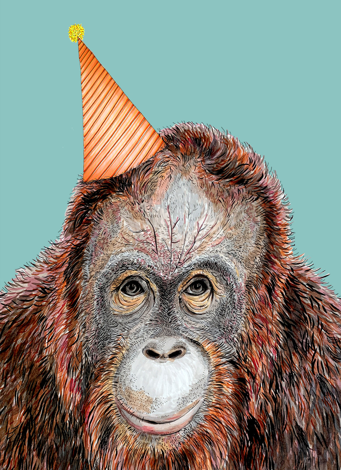 Orangutan Party Hat Turquoise