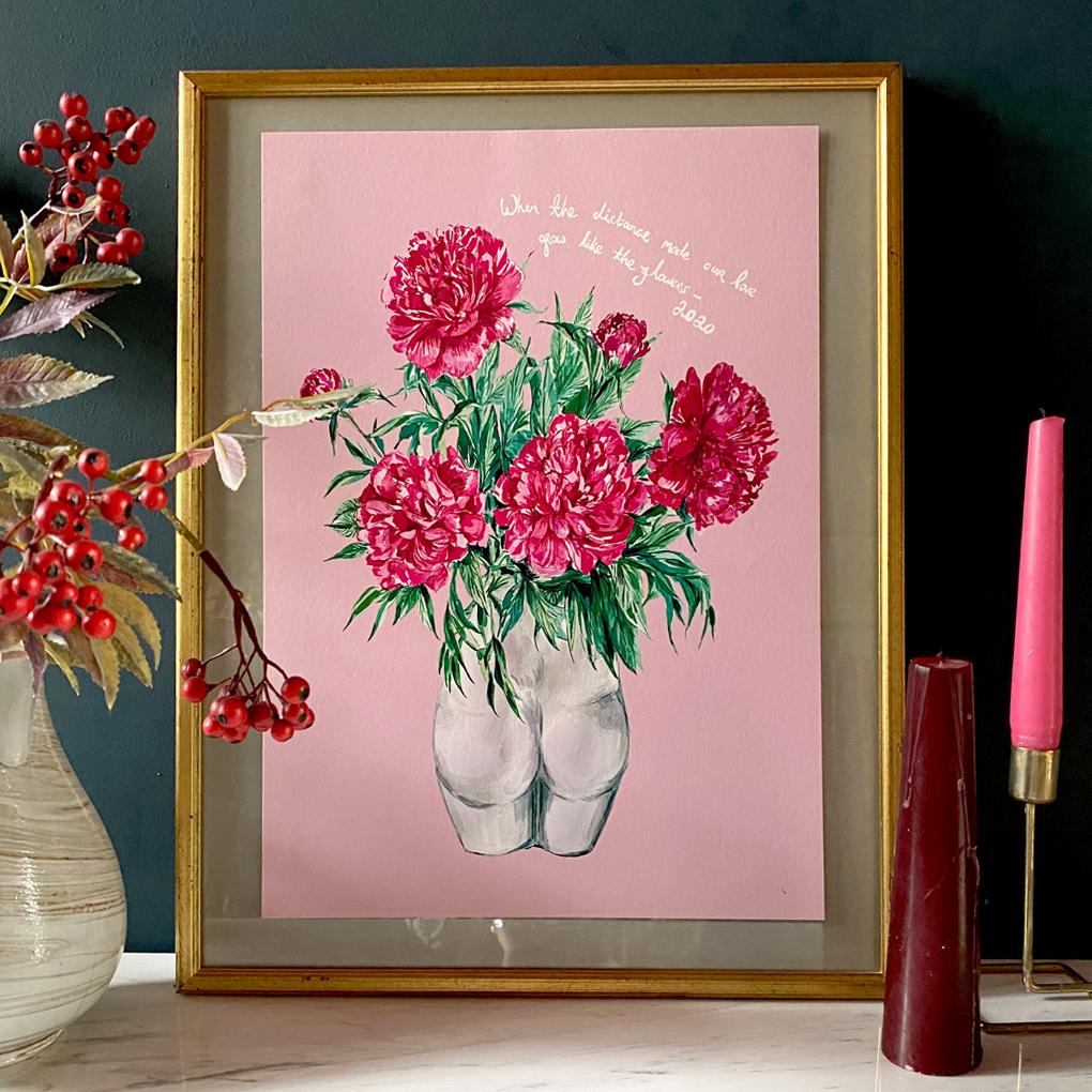 Peonies in Bum Vase Winter Edition Giclée Print