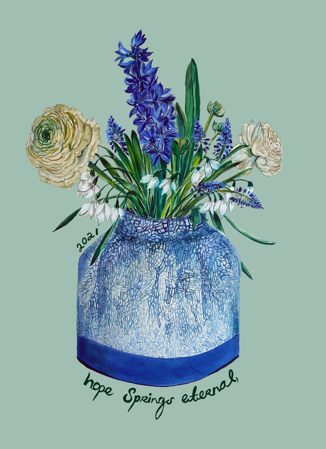 Spring in Crackle Vase Giclée Print
