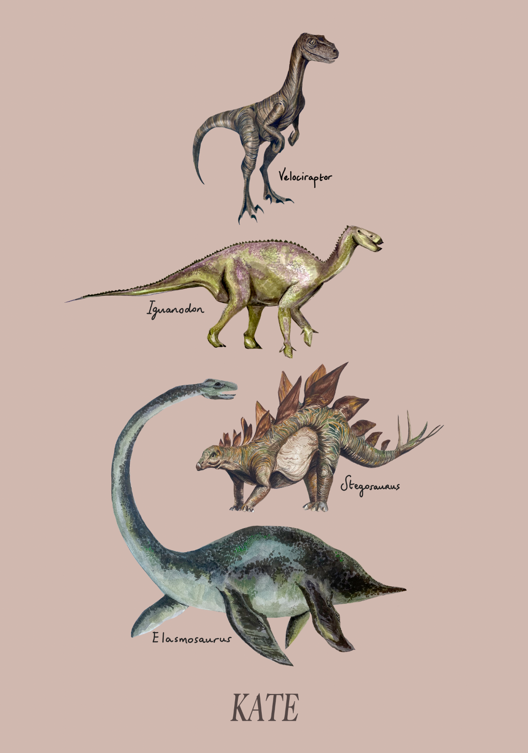 Elasmosaurus & Pals Giclée Print