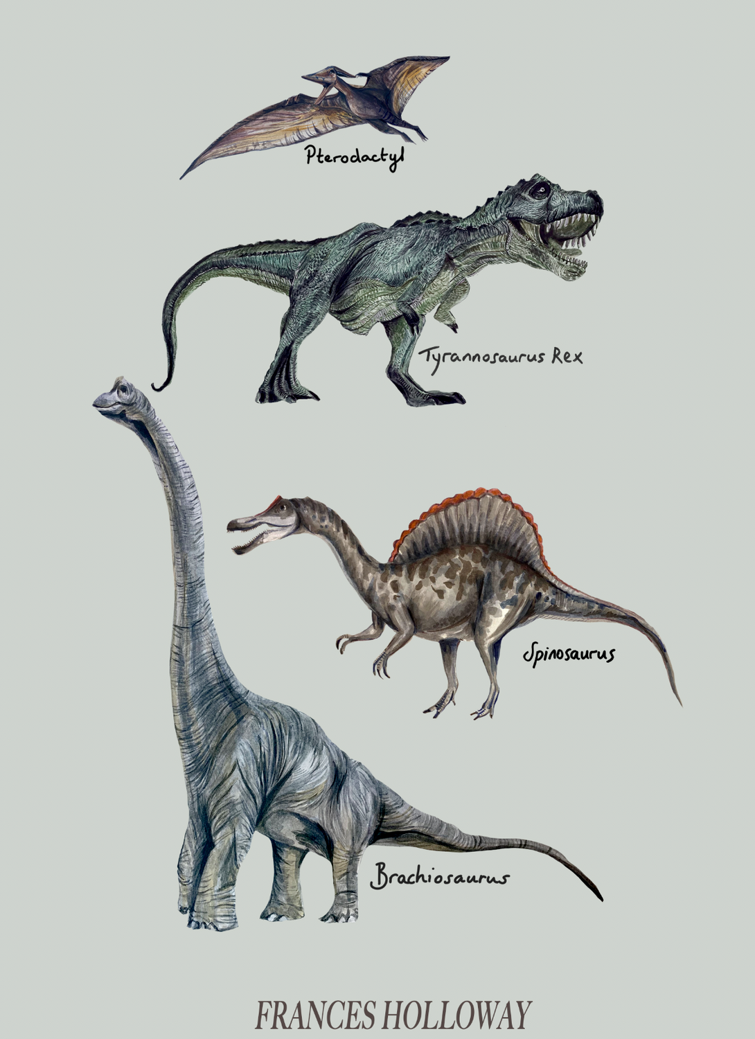 Brachiosaurus & Pals Giclée Print