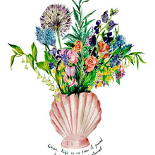 Load image into Gallery viewer, Shell Vase Of Garden Blooms Carols Slogan Giclée Print
