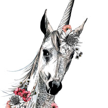 Load image into Gallery viewer, Unicorn With Flowers White
