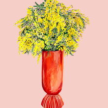 Load image into Gallery viewer, Mimosa in Coral Vase Giclée Print
