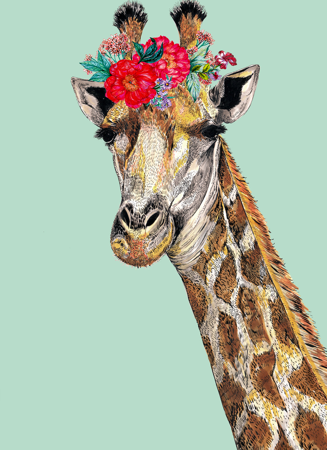 Giraffe Floral Headdress Mint