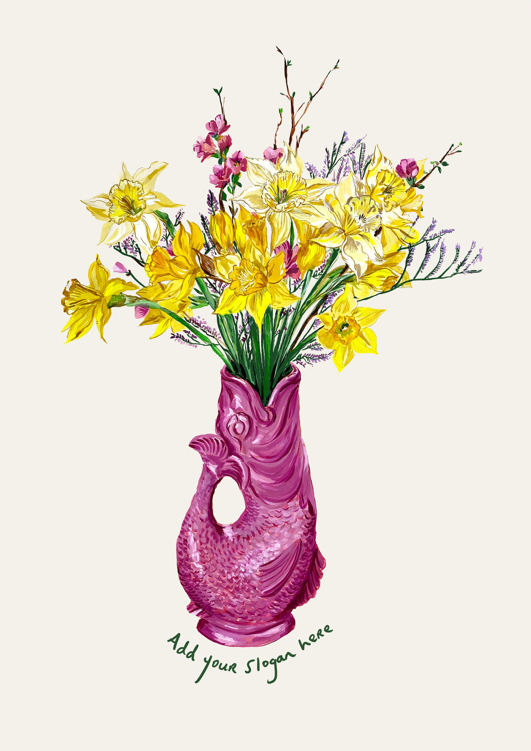 PERSONALISED Daffodils in Glug Jug Giclée Print