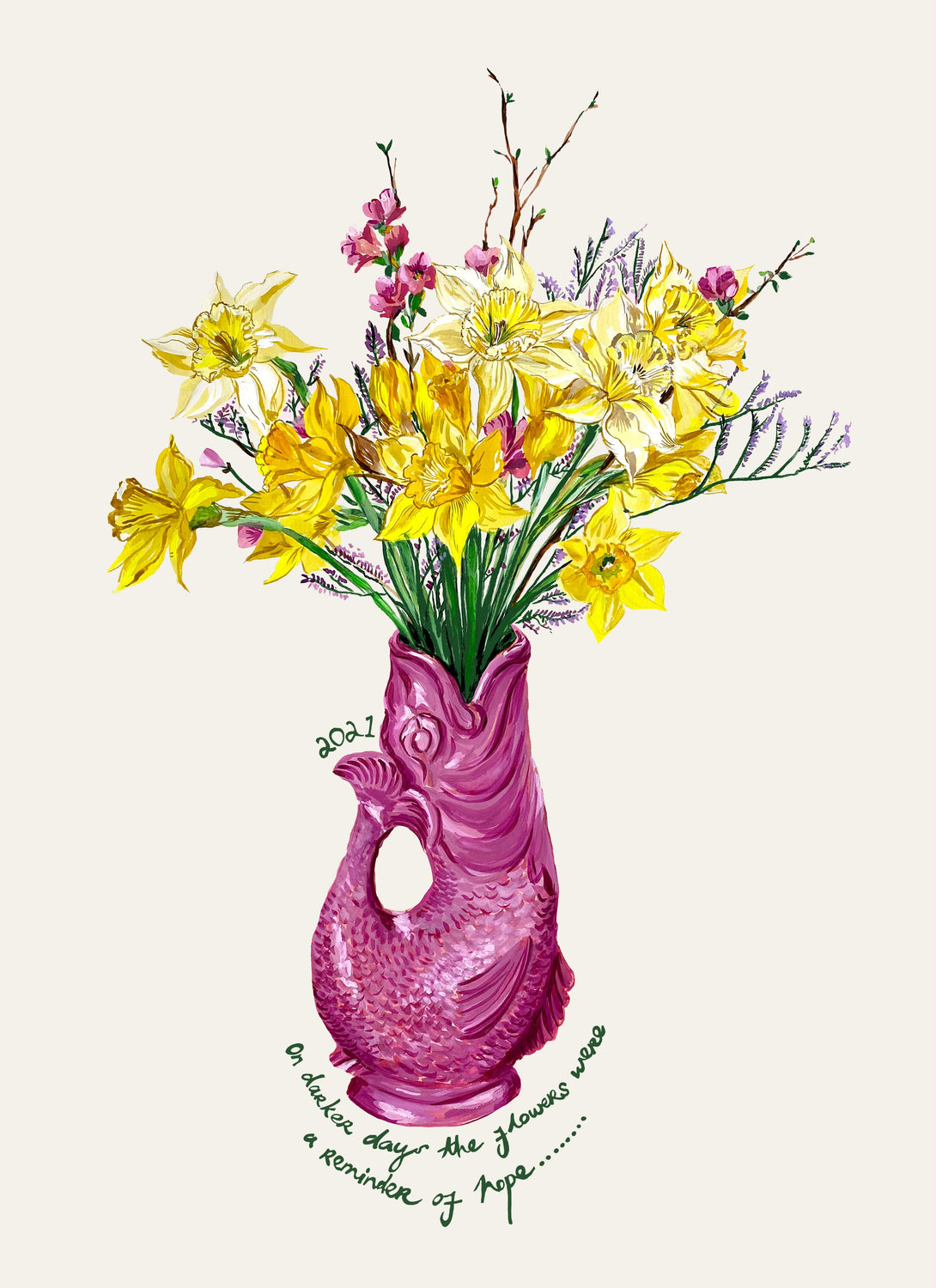 Daffodils in Glug Jug Giclée Print