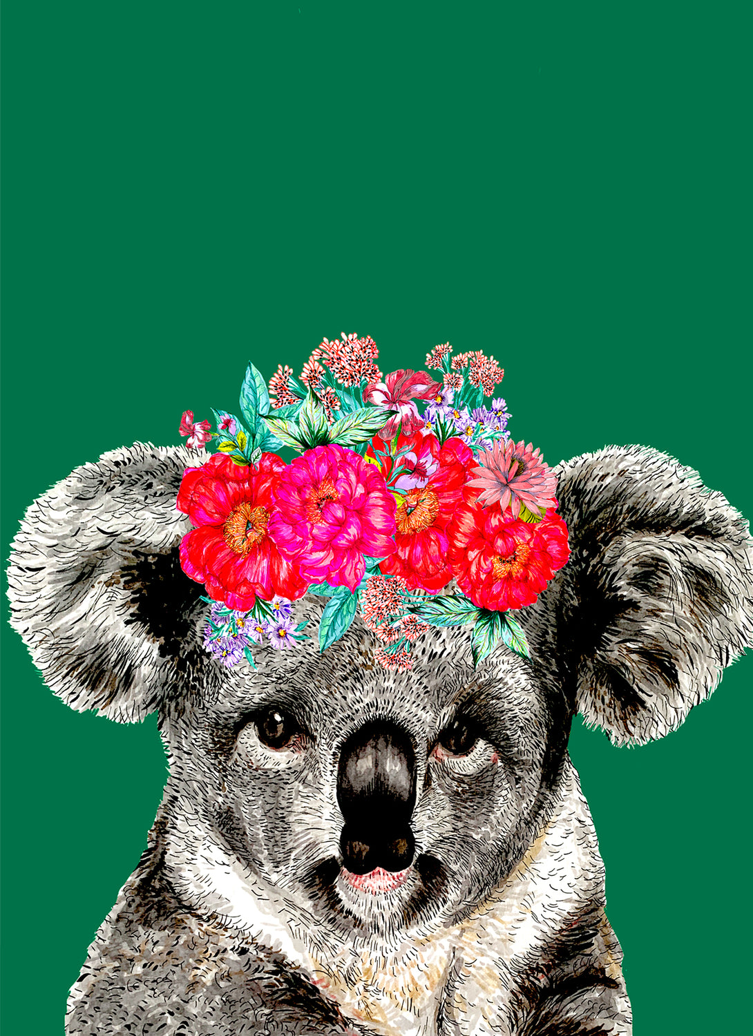 Koala Floral Headdress Green