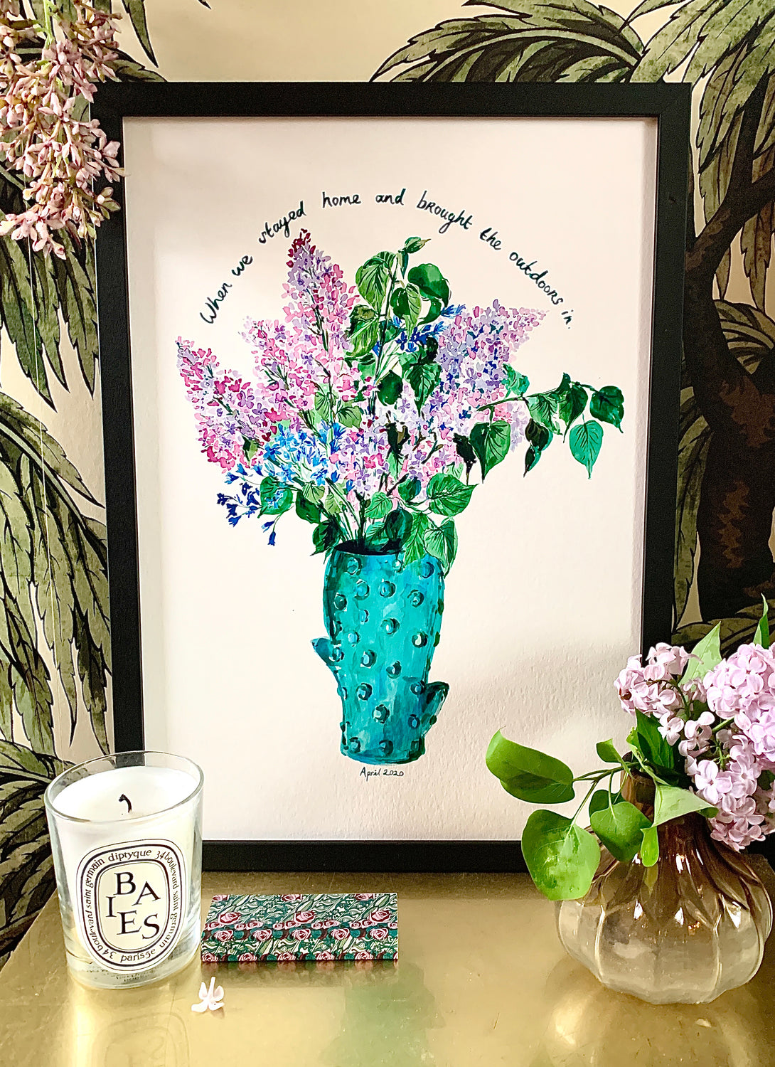 PERSONALISED Lilacs in Cactus Vase Giclée Print