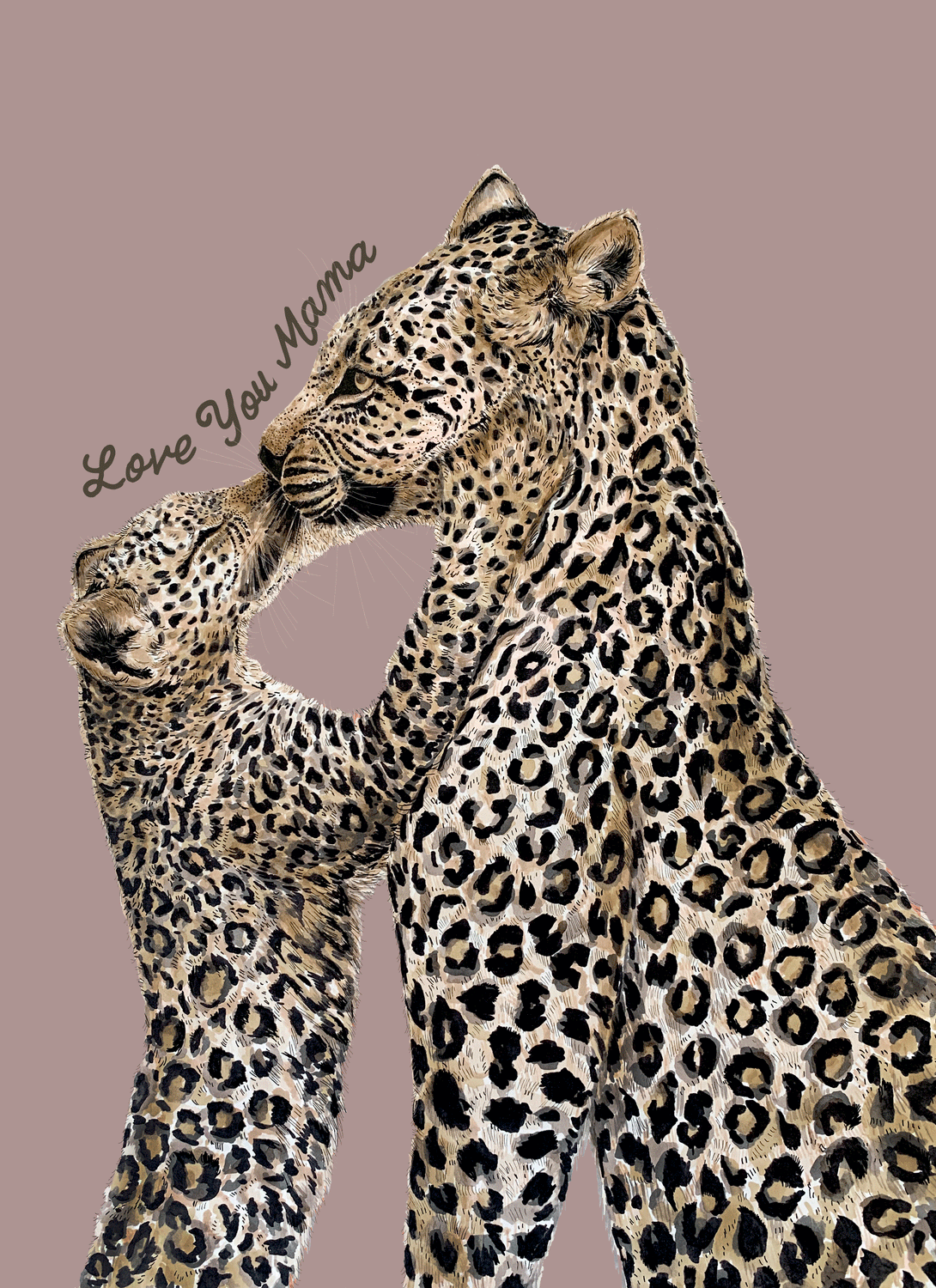 Love You Mama Leopard Kiss Giclée Print