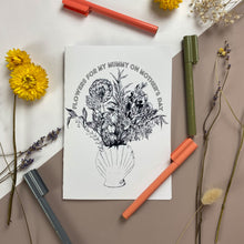 Load image into Gallery viewer, FREE Printable Mother&#39;s Day Shell Vase Colouring In Card- Mummy
