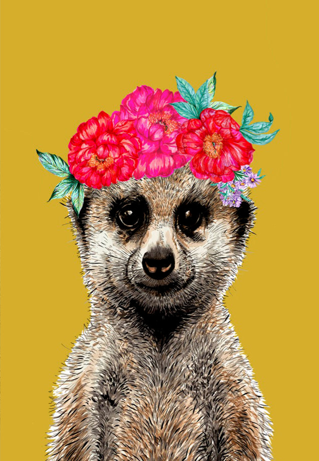 Meerkat Floral Headdress Mustard