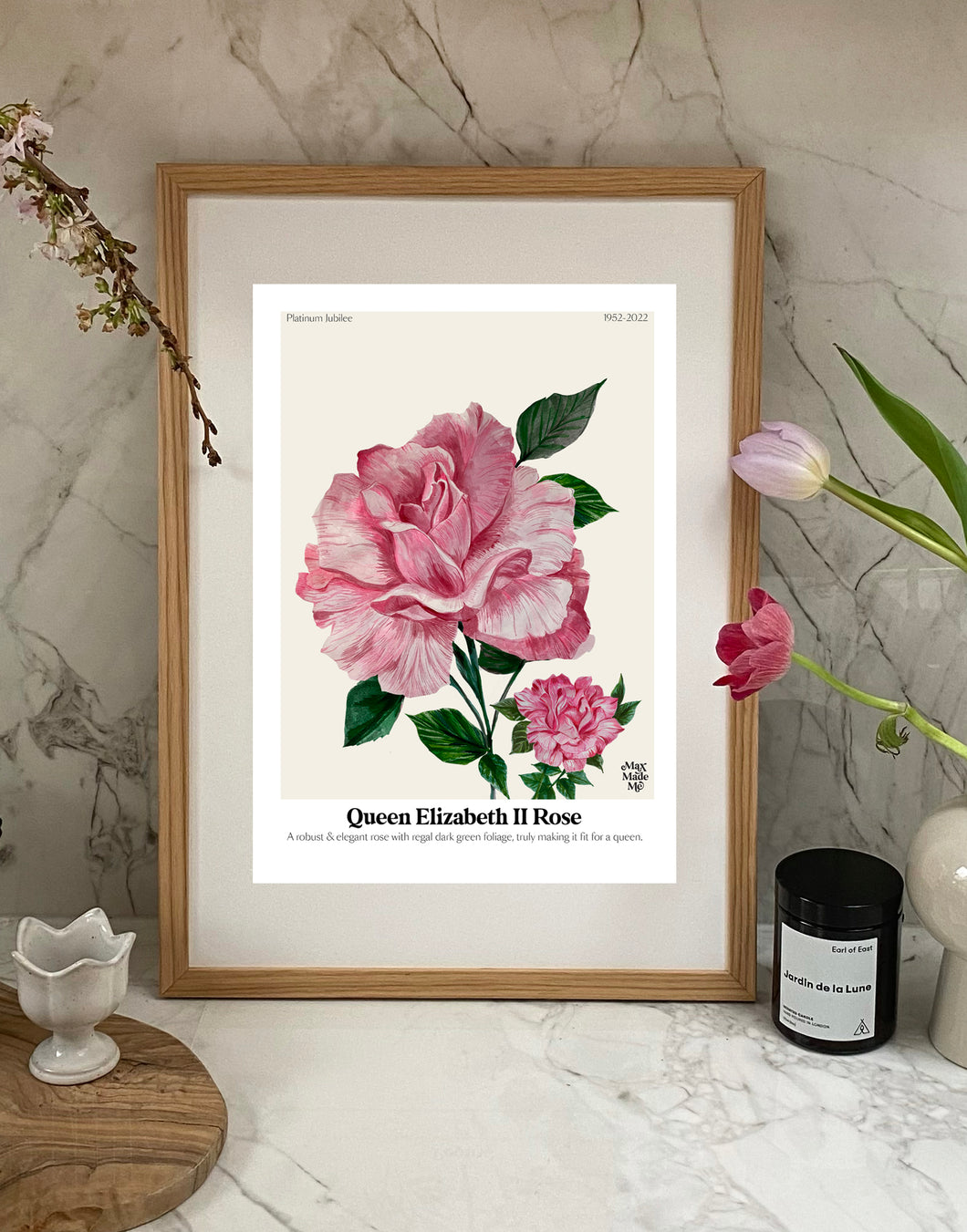 The Language of Flowers Queen Elizabeth Rose Giclée Print