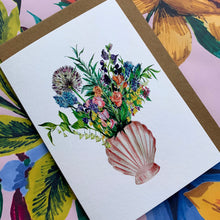 Load image into Gallery viewer, Shell Vase of Garden Blooms Card
