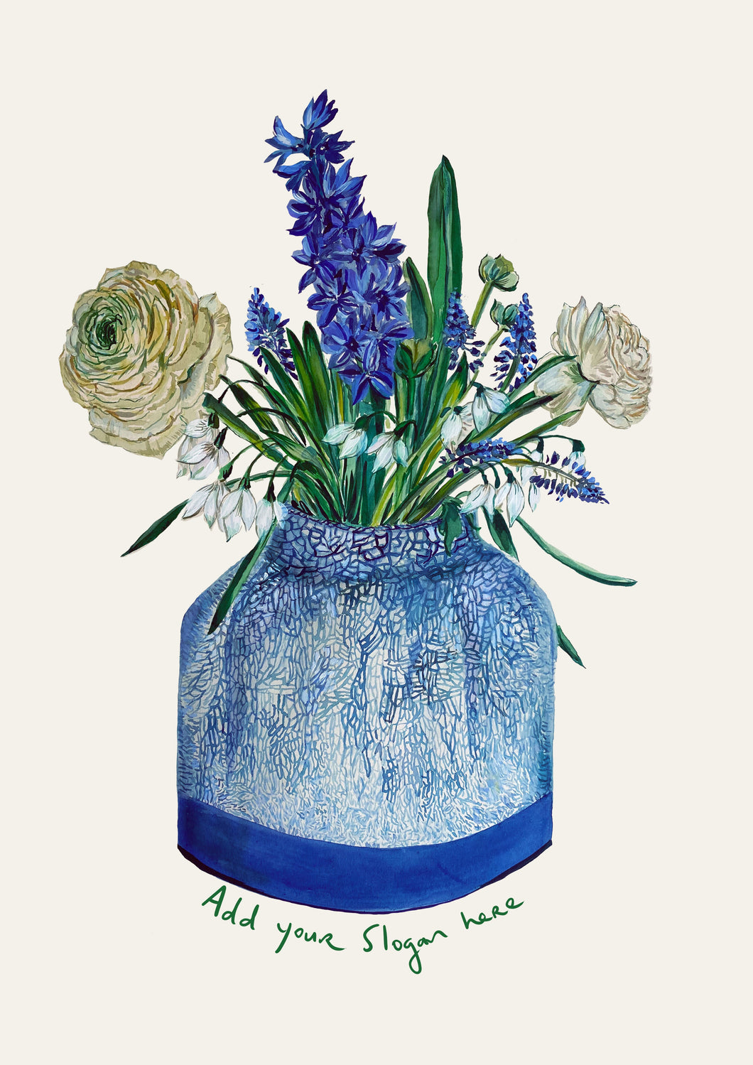 PERSONALISED Spring in Crackle Vase Giclée Print