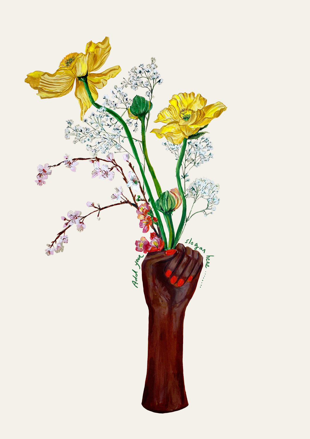 PERSONALISED Girl Power Vase of Icelandic Poppies Giclée Print