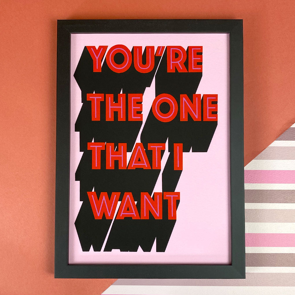You're The One That I Want Blush Pink & Ruby Red Giclée Print